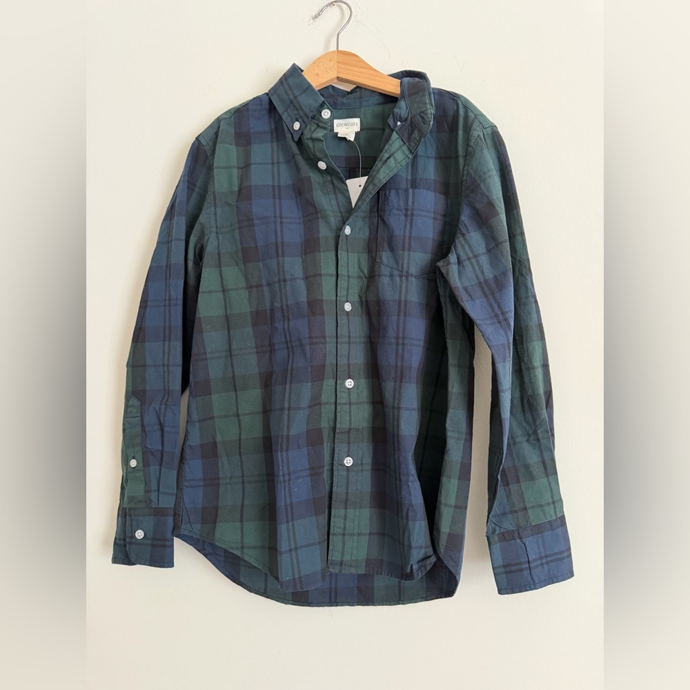 Crewcuts Green and Blue Tartan youth Shirt NWT